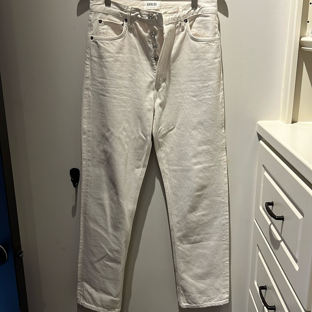 Agolde button fly cream denim pants